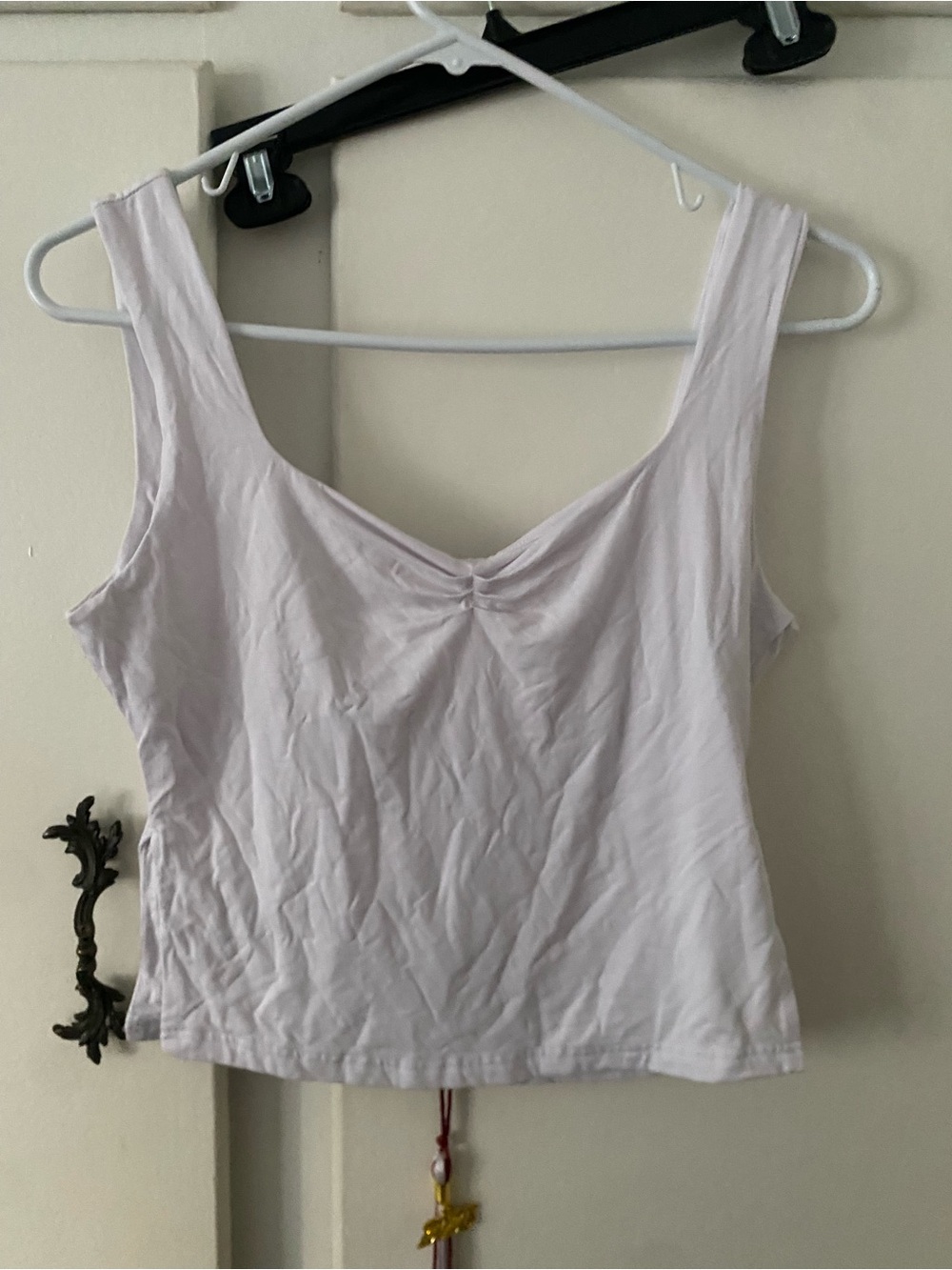 White Scoop Tank Top with Gentle Gather
